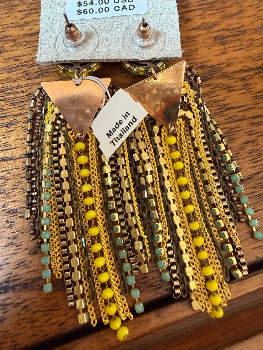 Anthropologie Yellow and Turquoise Beaded Tassel Earrings